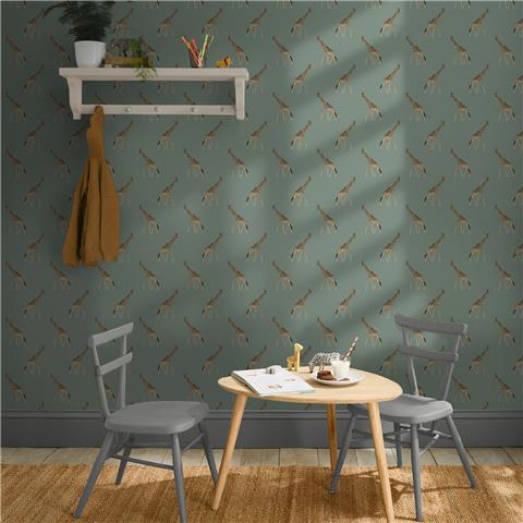 Sophie Allport Giraffe Wallpaper 146863 Heritage Teal