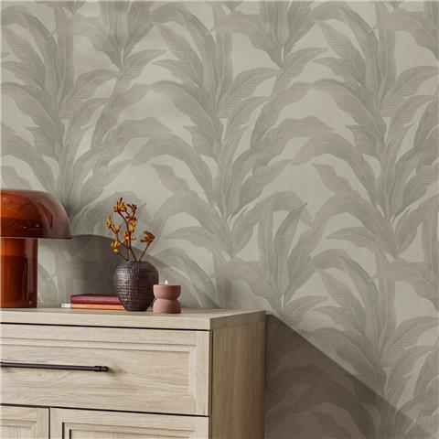 NEXT Palm Print Stripe Wallpaper 146889 Linen