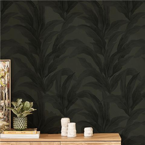 NEXT Palm Print Stripe Wallpaper 146890 Deep Green