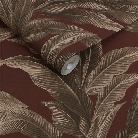 NEXT Palm Print Stripe Wallpaper 146891 Damson