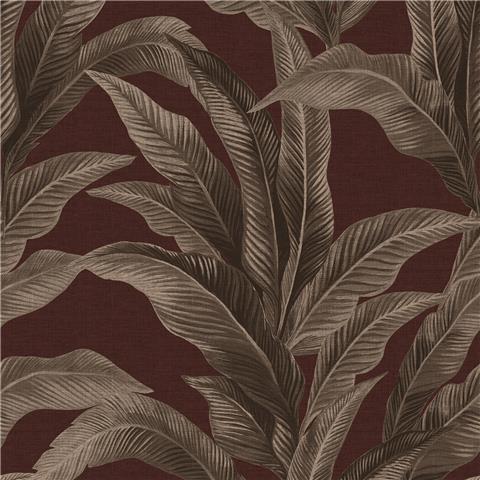 NEXT Palm Print Stripe Wallpaper 146891 Damson