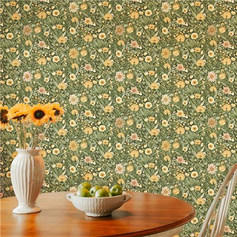 Super Fresco Easy Paloma Floral Wallpaper 146947 Forest Green