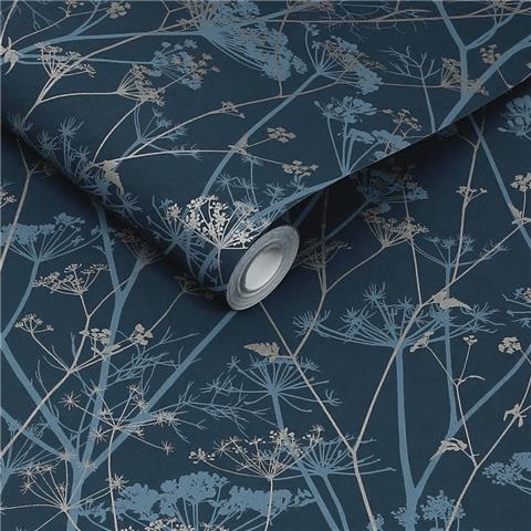 Clarissa Hulse Wild Chervil Wallpaper 147003 Navy/Silver