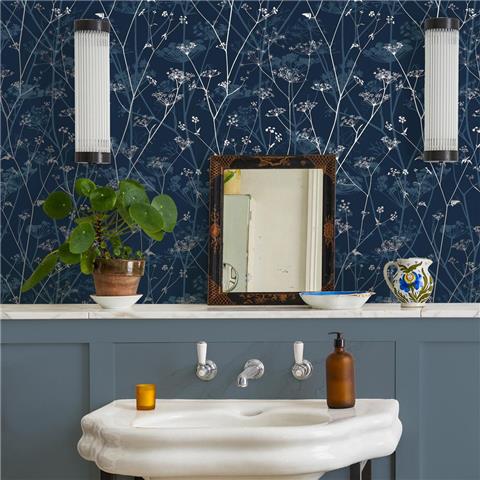 Clarissa Hulse Wild Chervil Wallpaper 147003 Navy/Silver