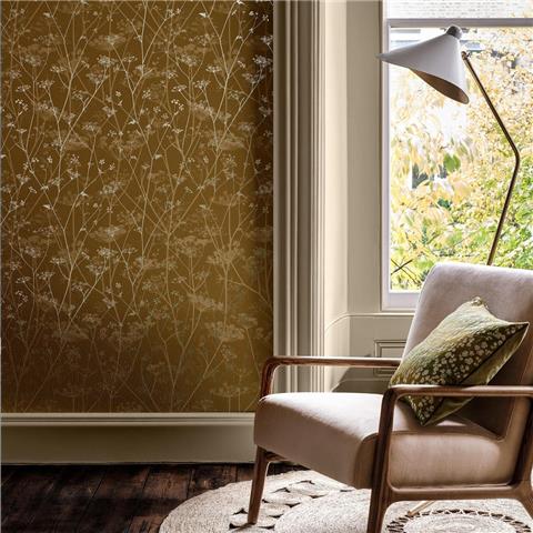 Clarissa Hulse Wild Chervil Wallpaper 147004 Mustard/Pewter