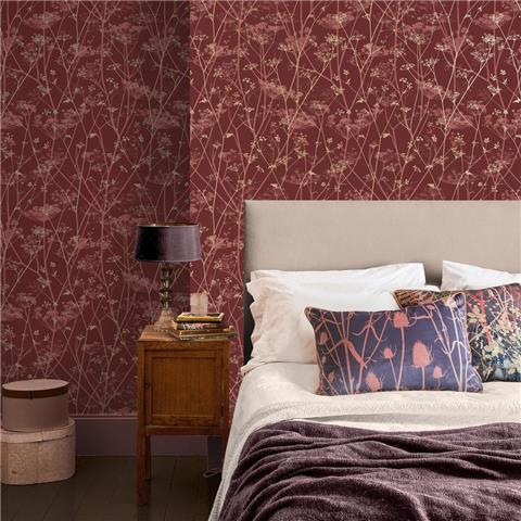 Clarissa Hulse Wild Chervil Wallpaper 147005 Madder/Pewter