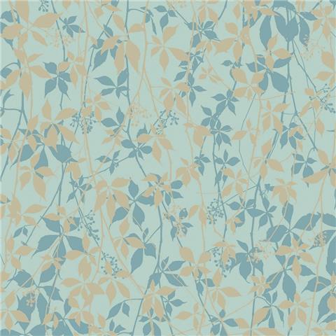 Clarissa Hulse Virginia Creeper Wallpaper 147011 Powder Blue/Soft Gold