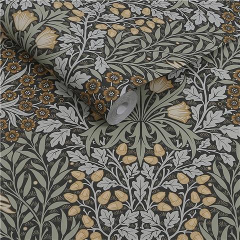 William Morris at Home Wallpaper Oak + Willow 147065 Charcoal