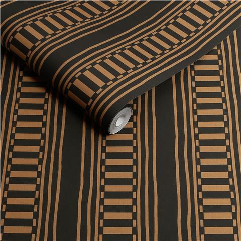 Rockett St George Wallpaper The Curiosity Shop Stripe 149617 Noir