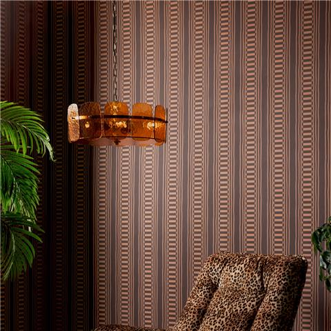 Rockett St George Wallpaper The Curiosity Shop Stripe 149618 Aubergine