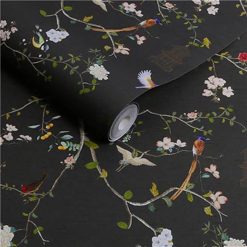 Rockett St George Wallpaper Secret Garden Chinoiserie 149628 Black Ink