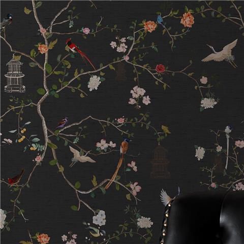 Rockett St George Wallpaper Secret Garden Chinoiserie 149628 Black Ink