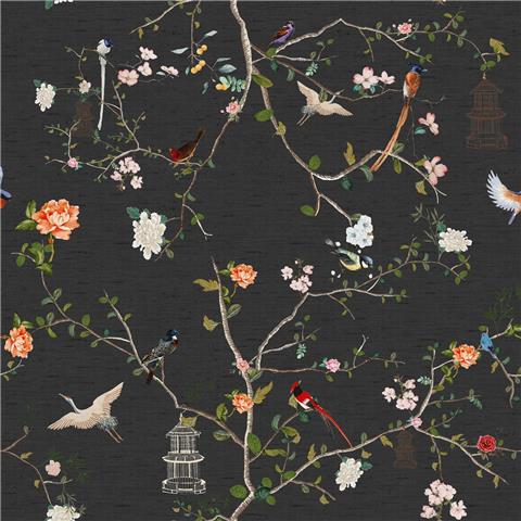 Rockett St George Wallpaper Secret Garden Chinoiserie 149628 Black Ink