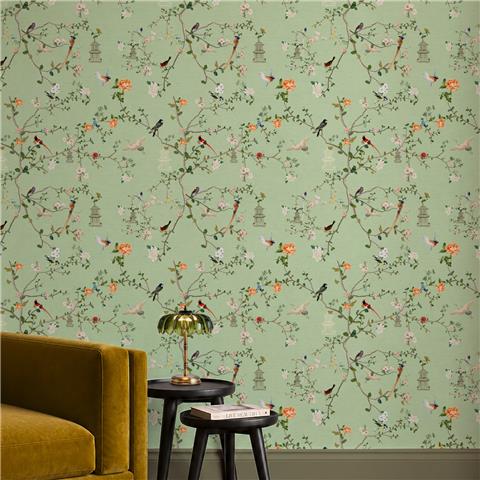 Rockett St George Wallpaper Secret Garden Chinoiserie 149631 Green Tea