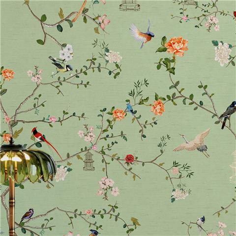 Rockett St George Wallpaper Secret Garden Chinoiserie 149631 Green Tea