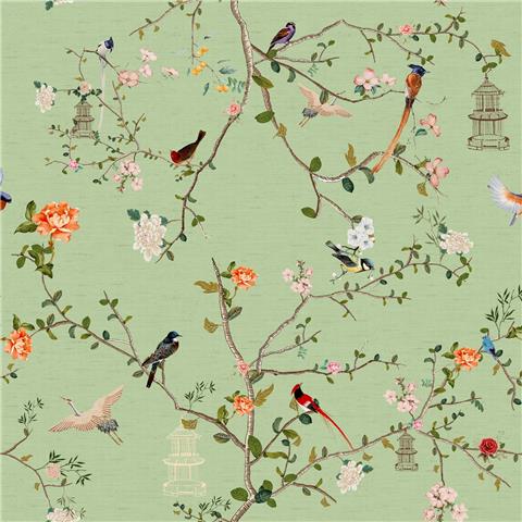 Rockett St George Wallpaper Secret Garden Chinoiserie 149631 Green Tea