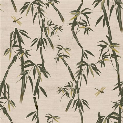 Rockett St George Wallpaper Wham Bamboo 149633 Ivory green