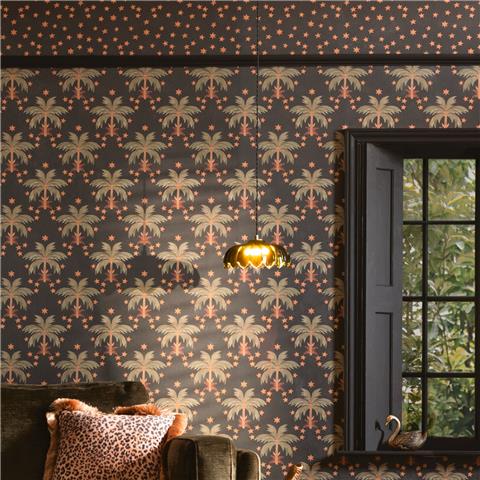 Rockett St George Wallpaper Midnight Palms 149635 Noir