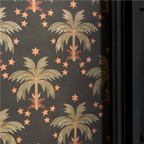 Rockett St George Wallpaper Midnight Palms 149635 Noir