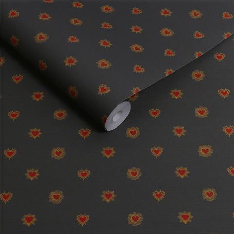 Rockett St George Wallpaper Sacred Hearts 149638 Noir Red