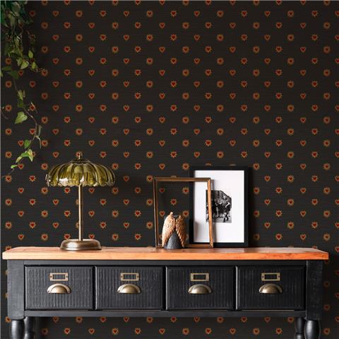 Rockett St George Wallpaper Sacred Hearts 149638 Noir Red