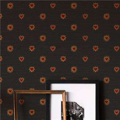 Rockett St George Wallpaper Sacred Hearts 149638 Noir Red