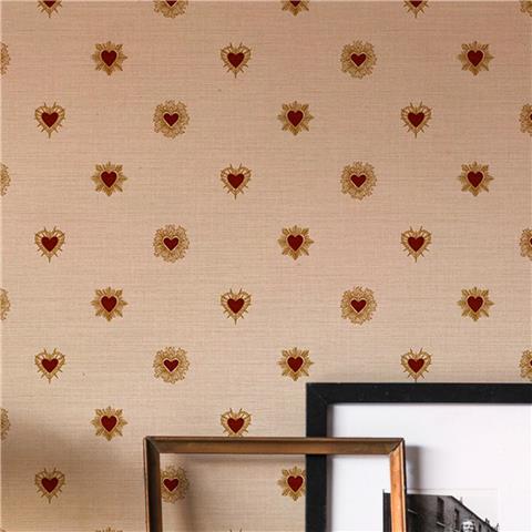 Rockett St George Wallpaper Sacred Hearts 149639 Ivory Red