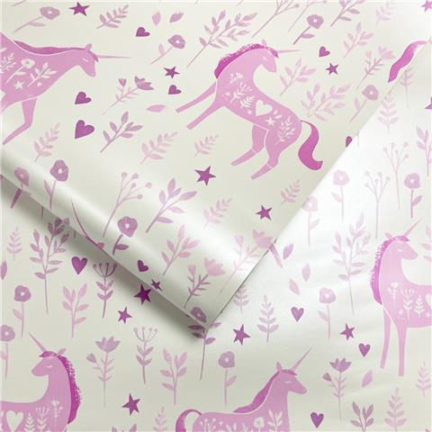 CATHERINE LANSFIELD Folk Unicorn WALLPAPER 165570 Pink