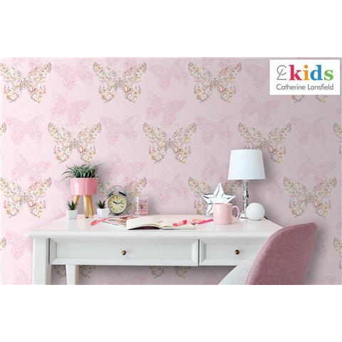 Catherine Lansfield Enchanted Butterfly Wallpaper 165572 Pink