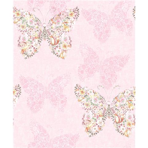 Catherine Lansfield Enchanted Butterfly Wallpaper 165572 Pink