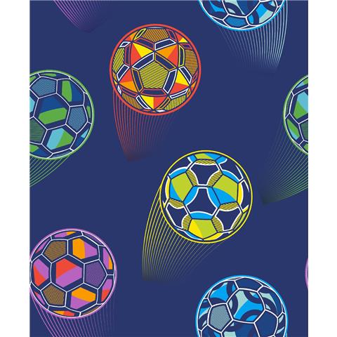 Catherine Lansfield Bright Football Wallpaper 165573 Blue
