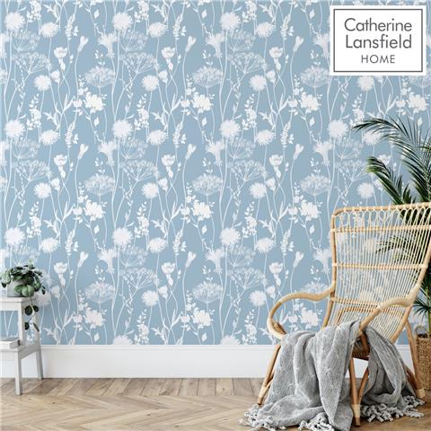 CATHERINE LANSFIELD MEADOWSWEET FLORAL WALLPAPER 165583 Blue