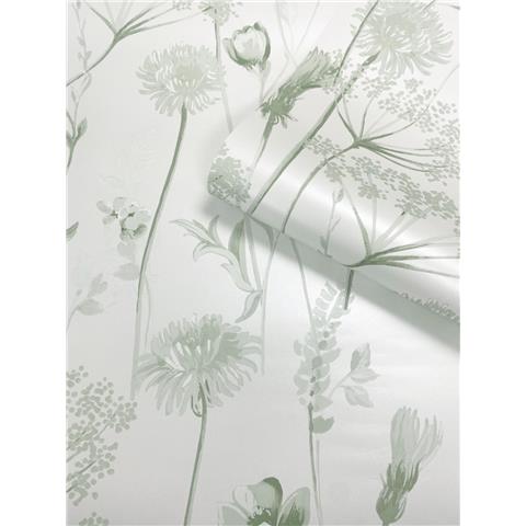 CATHERINE LANSFIELD MEADOWSWEET FLORAL WALLPAPER 165584 Sage