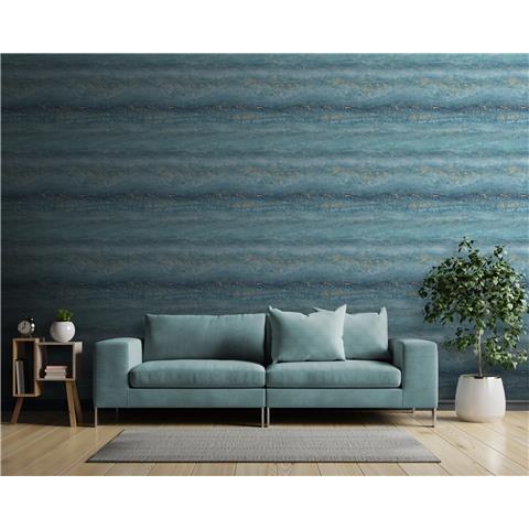 Muriva Semper Marble Wallpaper 189504 Teal/Gold