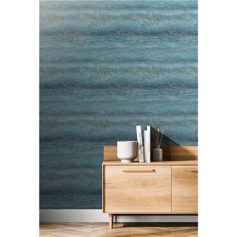 Muriva Semper Marble Wallpaper 189504 Teal/Gold