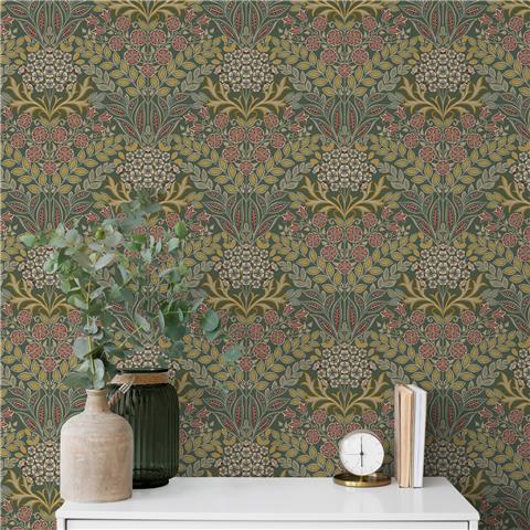 Grandeco Belvedere Damask Wallpaper 202303 Dark Green