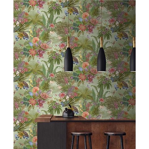 Grandeco Paul Moneypenny Floral Hall Wallpaper 204401 Green