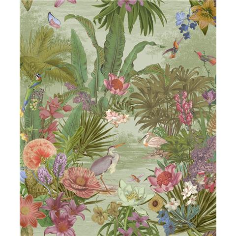 Grandeco Paul Moneypenny Floral Hall Wallpaper 204401 Green