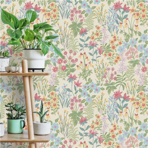 Grandeco Agnala Wallpaper 205601 Multi Pink