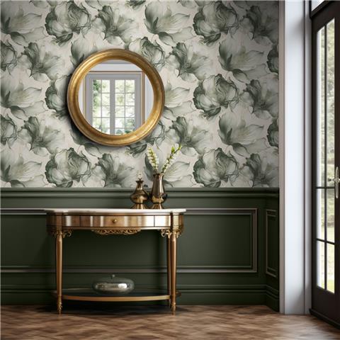 Muriva Elysian Large Floral Wallpaper 212503 Green/Gold