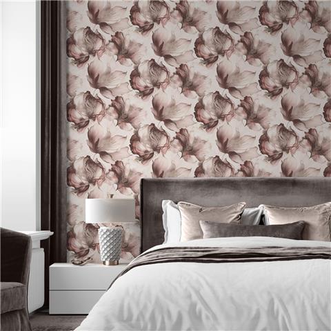 Muriva Elysian Large Floral Wallpaper 212504 Pink