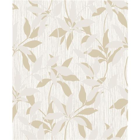 Muriva Hudson Leaf Trail Wallpaper 220301 Cream Gold