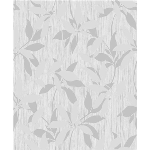 Muriva Hudson Leaf Trail Wallpaper 220302 Silver Grey