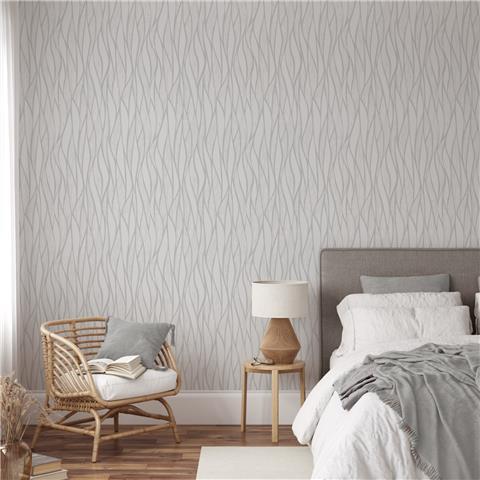 Muriva Hudson Wave Wallpaper 220312 Silver Grey