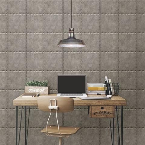Reclaimed Metal Panel Riveted Wallpaper 22343 Silver