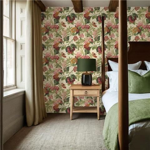 Belgravia Moda Misaki Wallpaper 2322 Sage/Orange