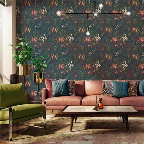 Belgravia Moda Kanata Wallpaper 2339 Russet/Dark Blue