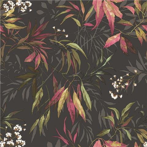 Belgravia Moda Kanata Wallpaper 2340 Charcoal/Coral Pink