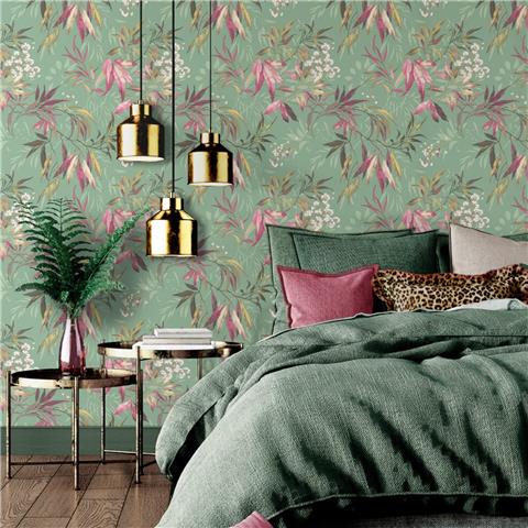 Belgravia Moda Kanata Wallpaper 2341 Sage/Pink