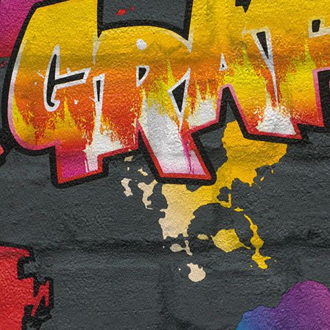 Graffiti Wallpaper Multi on Black